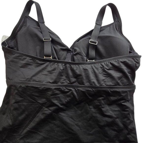 NWT Lands End Black Women's 16DD V-Neck Wrap Underwire Tankini Swimsuit Top - Picture 5 of 15